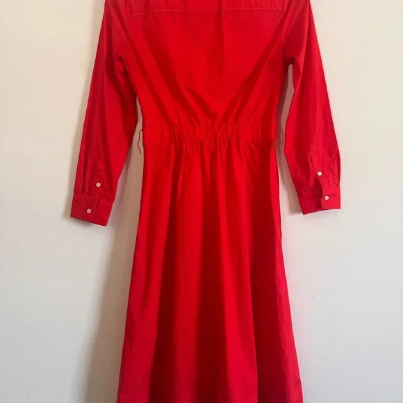 J.Crew Poplin Bright Cerise Cotton Tie Waist Dress size 00 - Picture 10 of 13